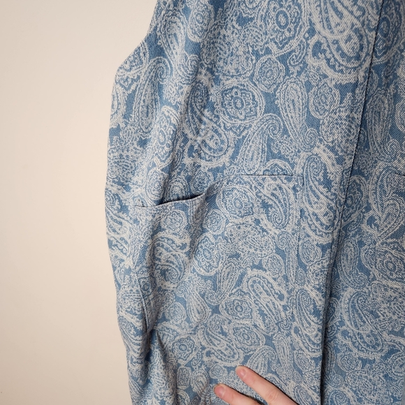 Storia small 100% cotton Blue Denim Overall Dress paisley pattern - Picture 5 of 12